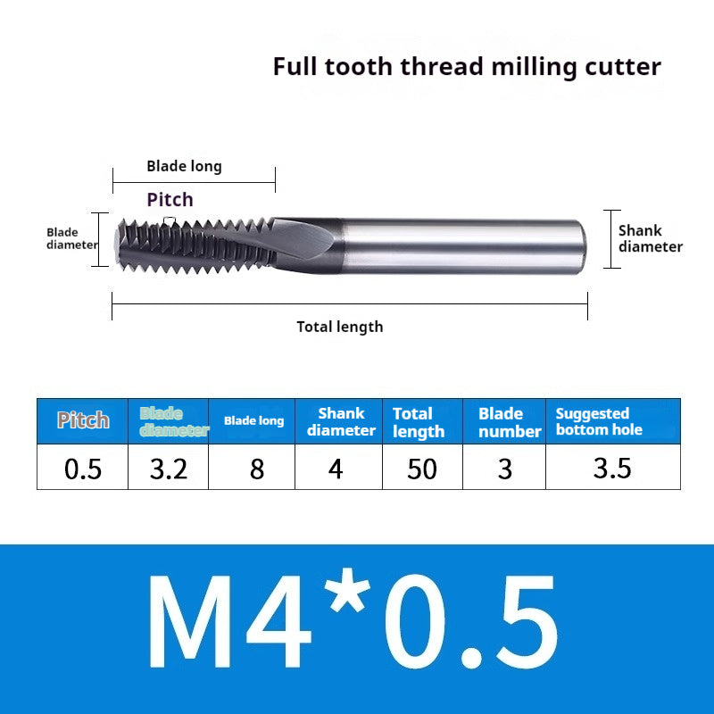 2034-65° three-tooth thread milling cutter, tungsten steel alloy end mill, tooth milling cutter, three-edged coating, M2M3M4M6 CNC cutter Shandong Denso Pricision Tools Co.,Ltd.